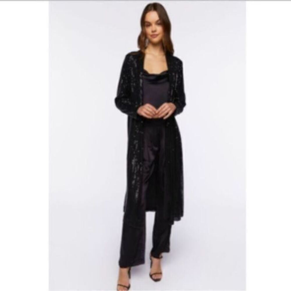 Sequin open front kimono